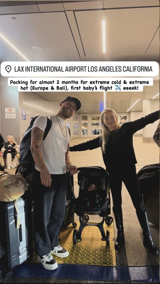 aggie z dzieckiem na lotnisku i doona fotelik